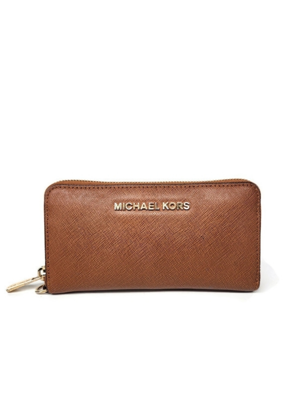 Michael Kors Jetset Tan Saffiano Leather Travel Continental Zip-Around Wallet
